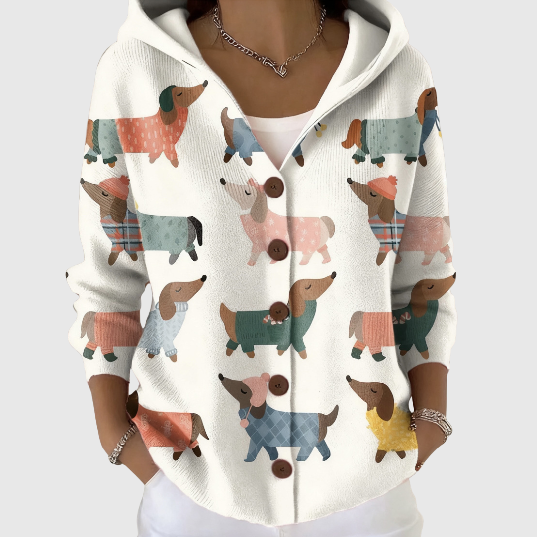 Strick-Cardigan mit Kapuze