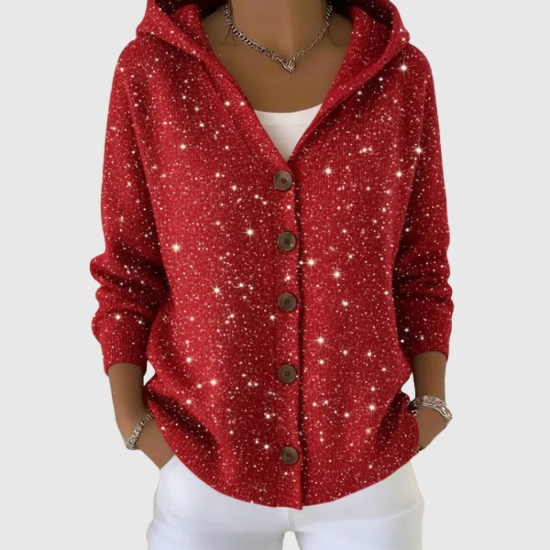 Strick-Cardigan mit Kapuze